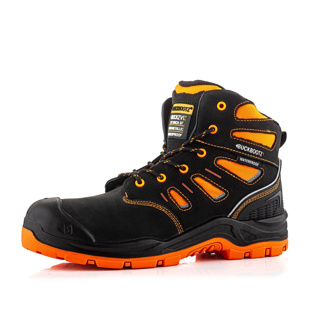 Buckbootz BVIZ2BKOR Buckzviz Lace Boot, Black / Hi-Vis Orange BVIZ2BKOR