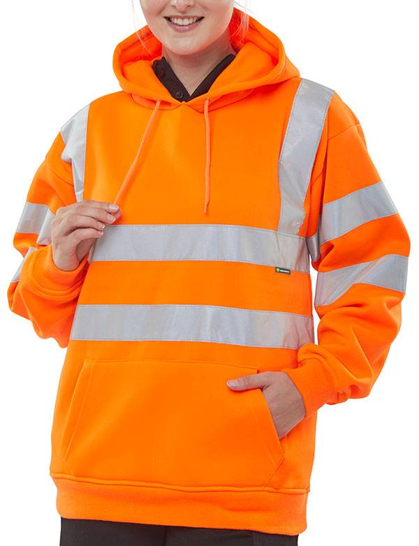 Hoody Pull On Sweatshirt H/V Orange Xxxl