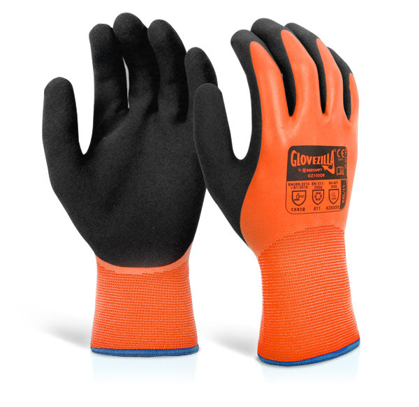Glovezilla Waterproof Thermal Latex Glove Orange Sml (07)