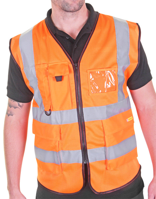 Executive Mesh Waistcoat Orange Med