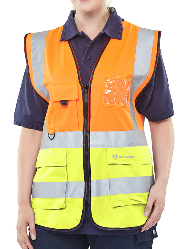 Two Tone Executive Waistcoat Orange/Sat Yellow Lge