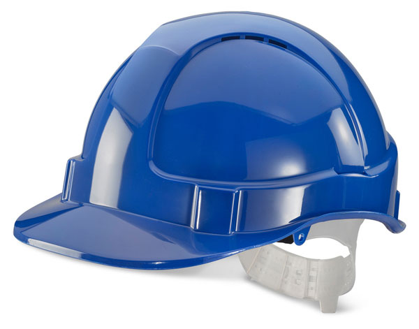 Economy Vented S/Helmet Blue Plastic Harness