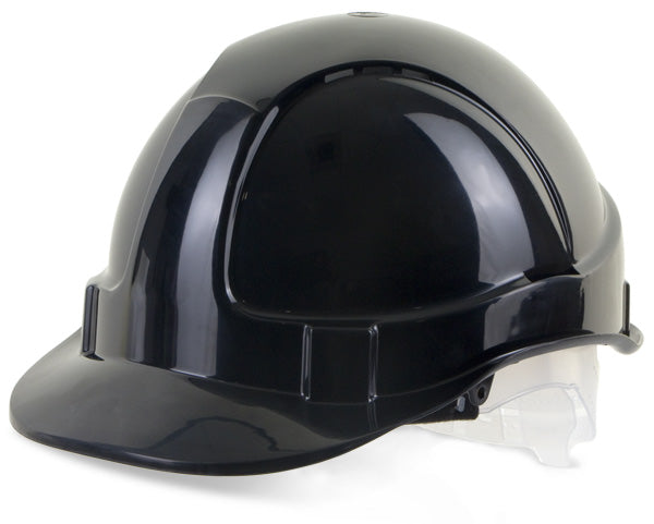 Economy Vented S/Helmet Black Plastic Harness