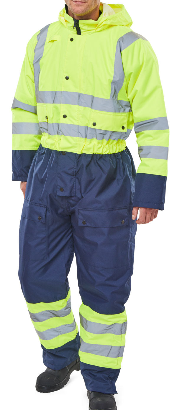 Two Tone Hiviz Thermal Waterproof Coverall Sy/N Lge