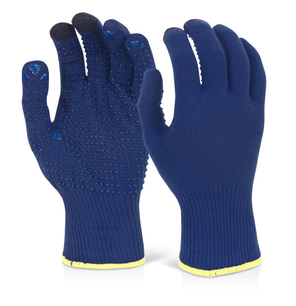 Touch Screen Knitted Glove Blue Lge