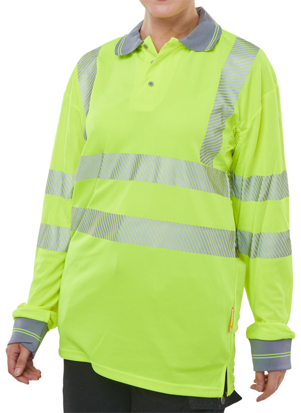 Hiviz Executive Long Sleeve Polo Sat Yellow Xxxl