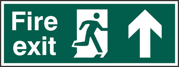 Fire Exit Man Arrow Up Rpvc (Pk5) 400Mm X 150Mm