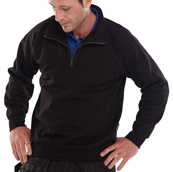 Quarter Zip Pc S/Shirt Blk Sml