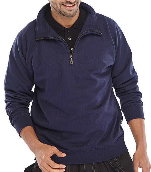 Quarter Zip Pc S/Shirt Nvy Sml