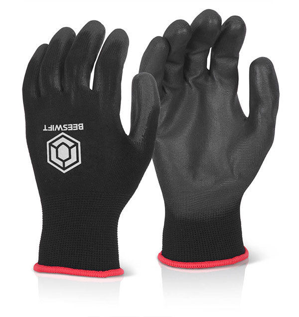 Pu Coated Gloves Black Large