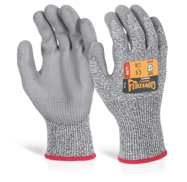 Glovezilla Pu Palm Coated Glove Grey Lge