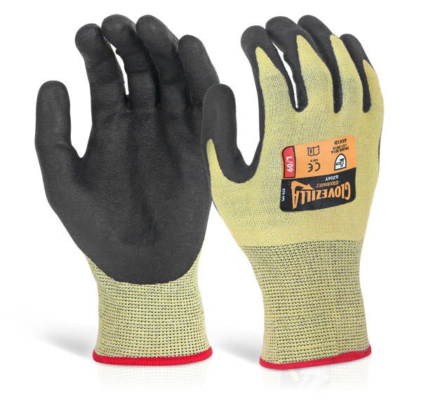 Glovezilla Nitrile Palm Coated Glove Yellow Lge