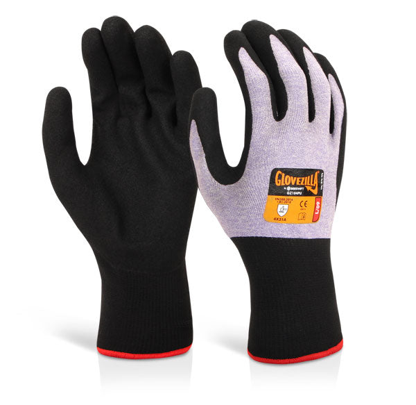 Glovezilla Nitrile Foam Nylon Glove Purple Medium (08)