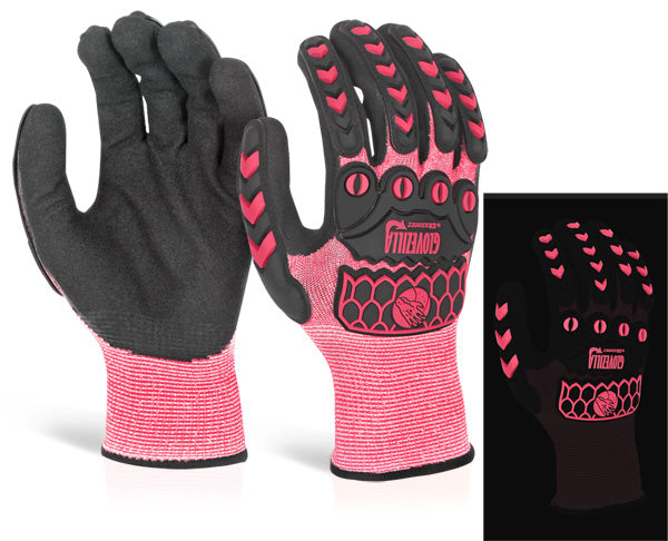 Glovezilla Glow In The Dark Foam Nitrile Glove Pink Lge