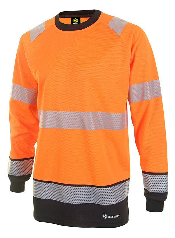 Hivis Two Tone L/S T Shirt Or/Blk 3Xl Bscnt05