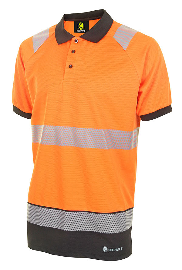 Hivis Two Tone Polo Shirt S/S Or/Blk 3Xl Bpkttss