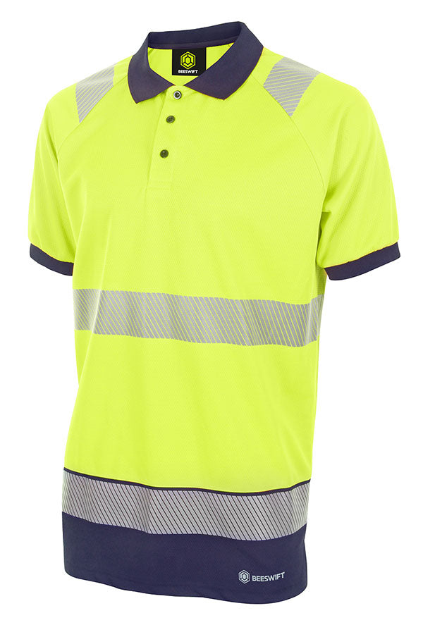 Hivis Two Tone Polo Shirt S/S Sat Yell/Nvy 3Xl Bpkttss