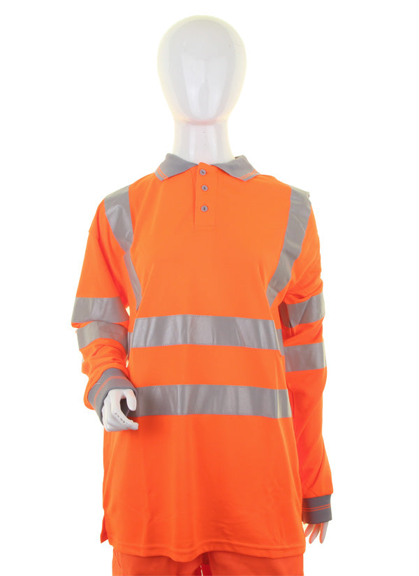 Ladies Hiviz Or L/S Polo Xxl