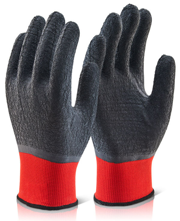 M/P F/C Black Latex Poly Glove 08/Medium