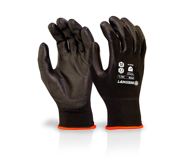 Pu Coated Glove Black Large