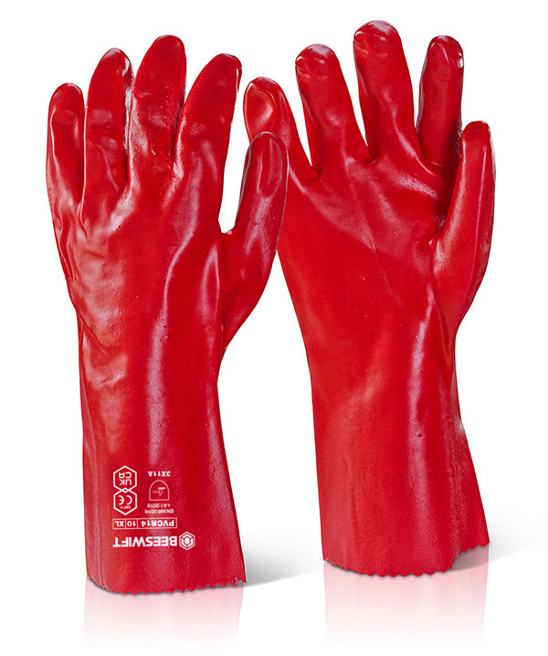 Pvc Gauntlet Red 14"